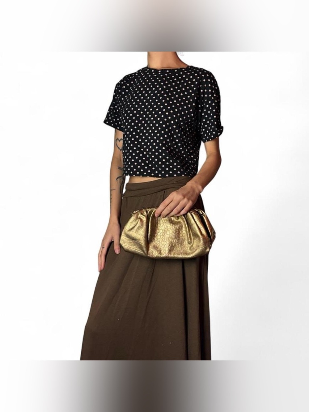 Small Gold Faux Croc Clutch Purse